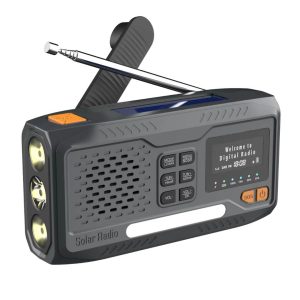 Nødradio DAB+/FM – 4800 mAh powerbank – Håndsving – Solcelle