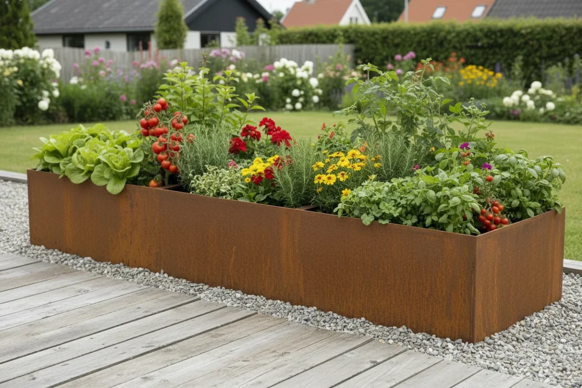 Højbed 415×115×50 cm i corten