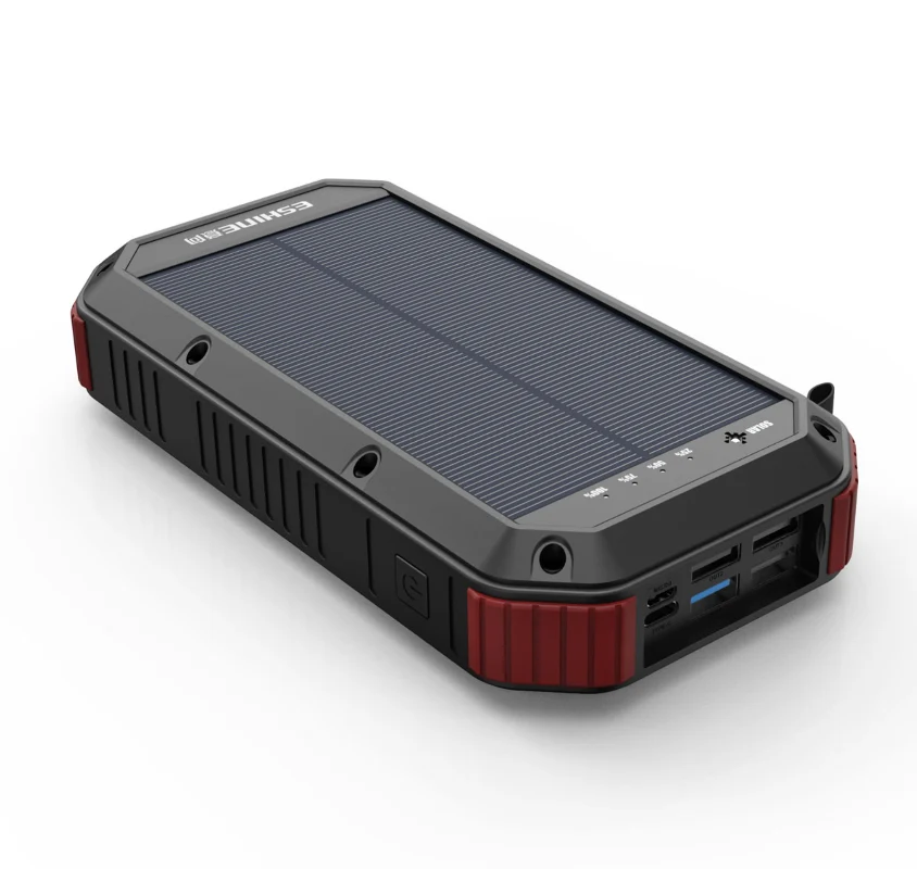 Solcelle Powerbank 30.000mAh - Vandafvisende - 4 USB porte - Trådløs opladning - USB C - Lommelygte - Billede 2