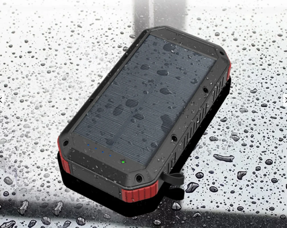 Solcelle Powerbank 30.000mAh - Vandafvisende - 4 USB porte - Trådløs opladning - USB C - Lommelygte - Billede 3